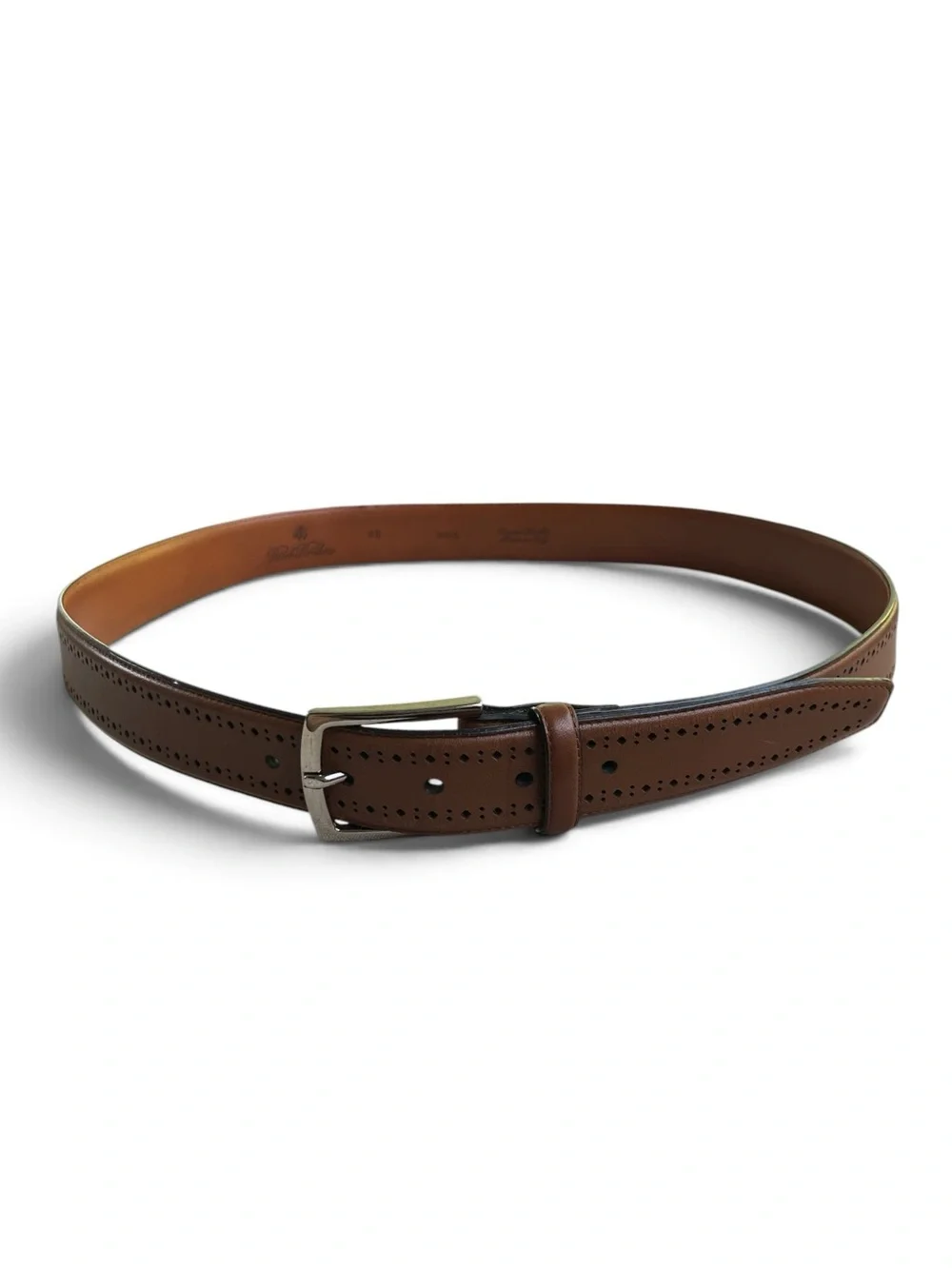 Brooks Brothers Leather Perforated Dress Belt with Silver Buckle
